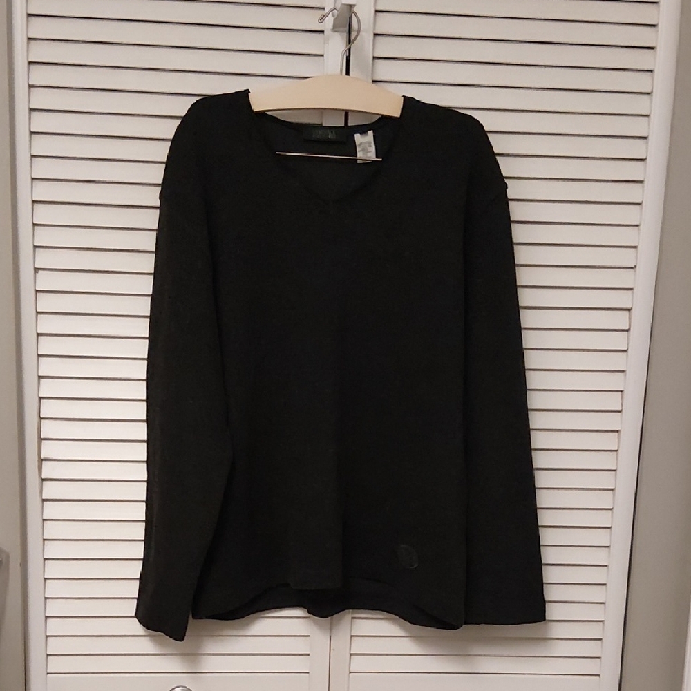 Vintage Versace Classic V2 Charcoal V-Neck Wool Sweater